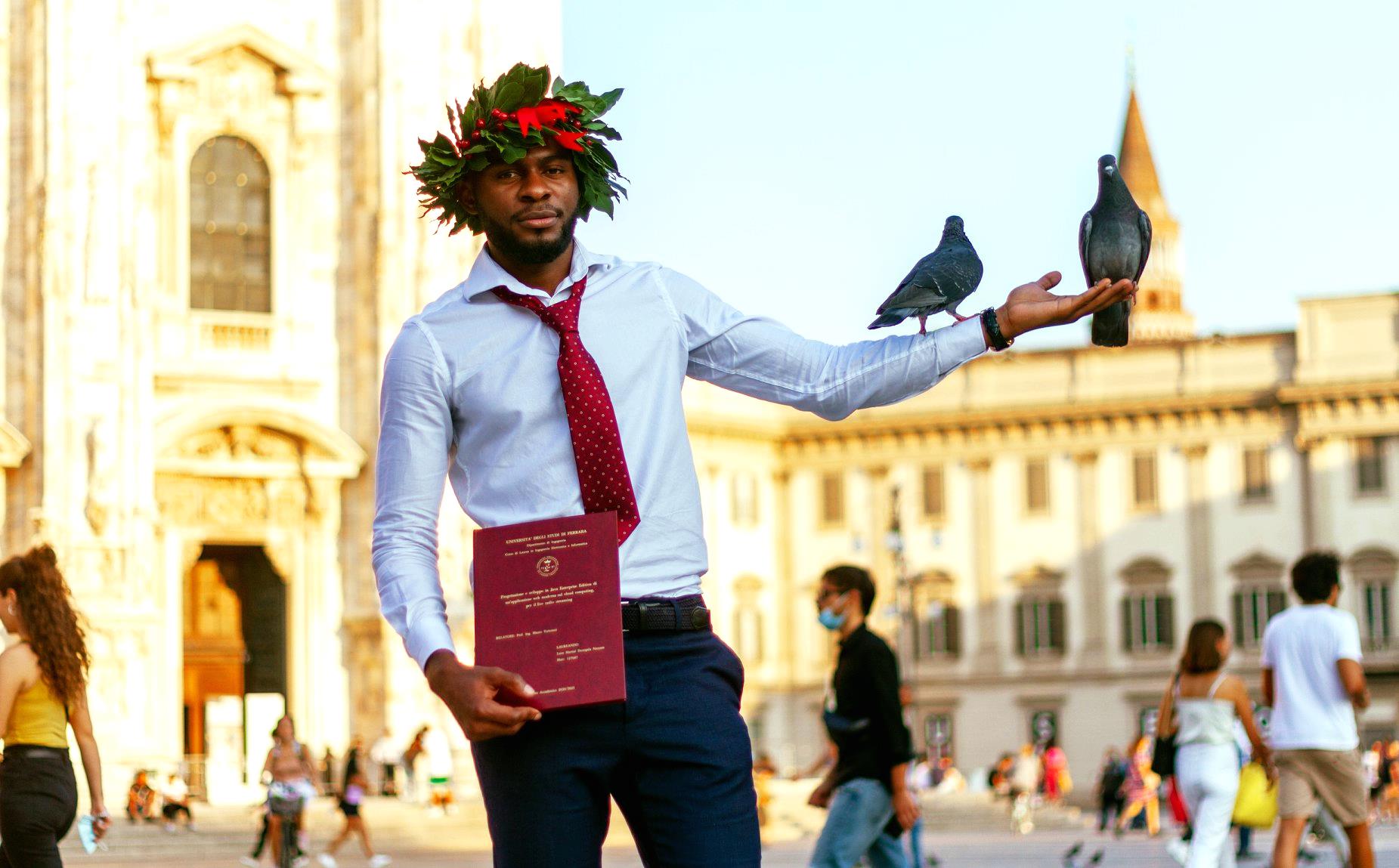 Leon Doungala at graduation ceremony